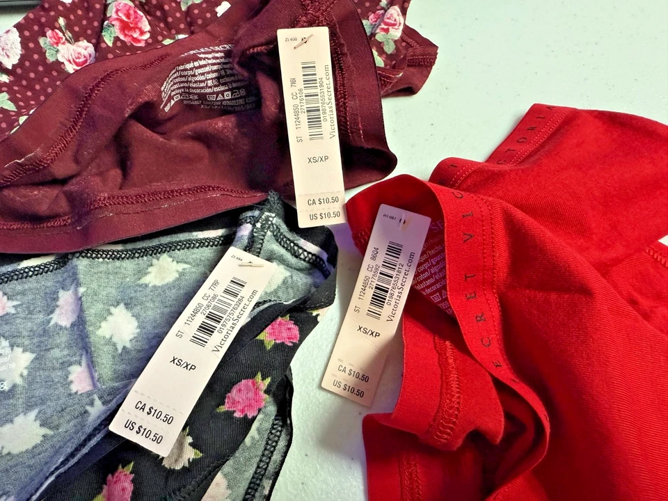 Victoria's Secret Panty Lote de 3 Lápiz Labial Hiphugger Algodón Elástico Negro XS NUEVO CON ETIQUETAS Foto 3 de 4