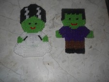 HANDMADE PLASTIC CANVAS HALLOWEEN MAGNETS SET OF 2