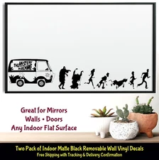 The Mystery Machine & Scooby Doo Gang Indoor Black Vinyl Decals Wall Mirror Door