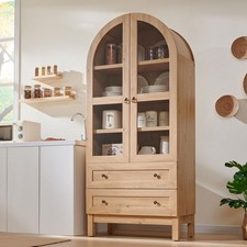 71" Tall Arched Kitchen Pantry Kitchens Storage Cabinets Natural