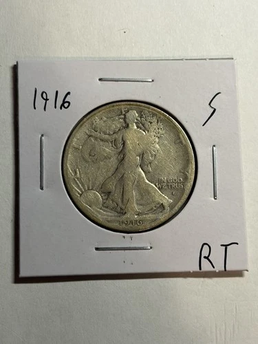 1916 S Walking Liberty Silver Half Dollar US Mint San Francisco Key Date VG