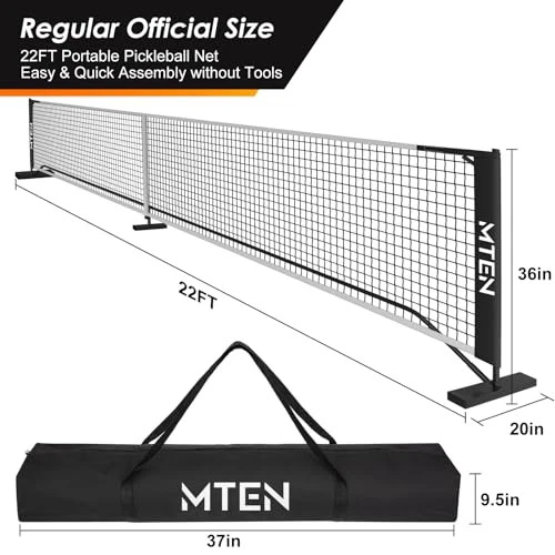 Pickleball Net, Portable Pickleball Net for Driveway, 22 FT USAPA Regulation