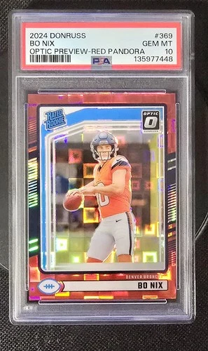 2024 Donruss Bo Nix Optic Preview Red Pandora SP PSA 10 - Broncos