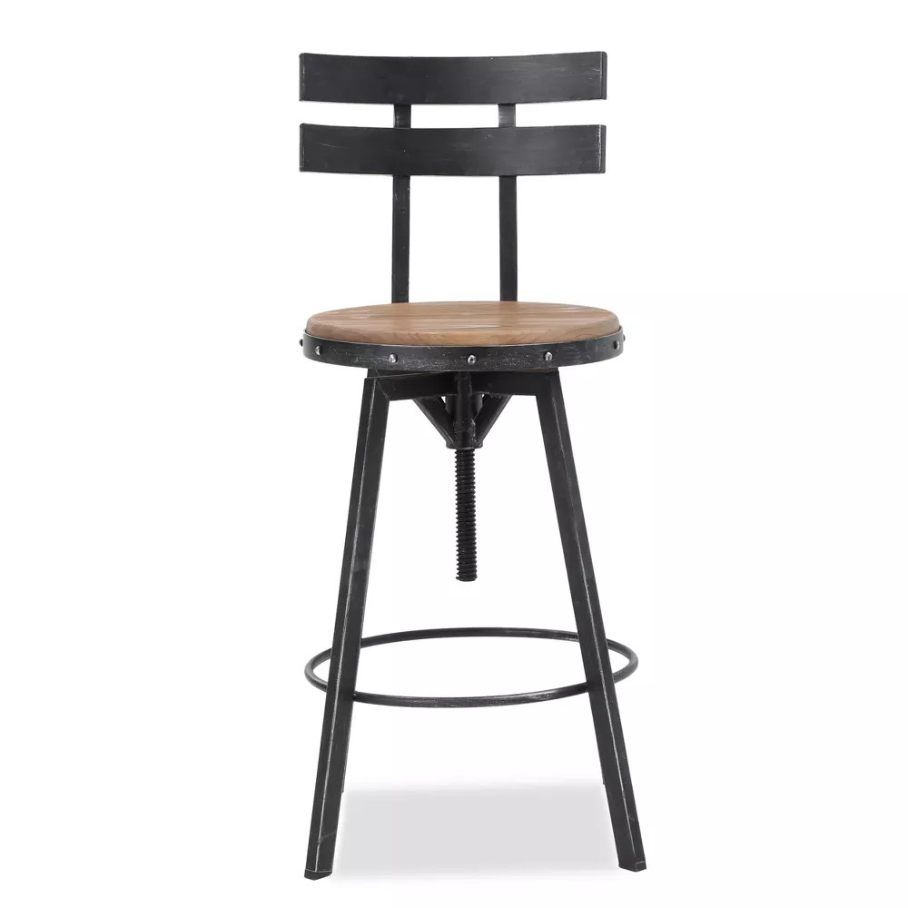 Jutte Smooth Back Barstool Black Brush Silver - Christopher Knight Home 10890₽