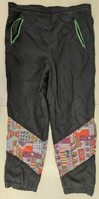 Jeantex Vintage 80s Track Pants Joggers Mens Medium Black Multicolor Runners