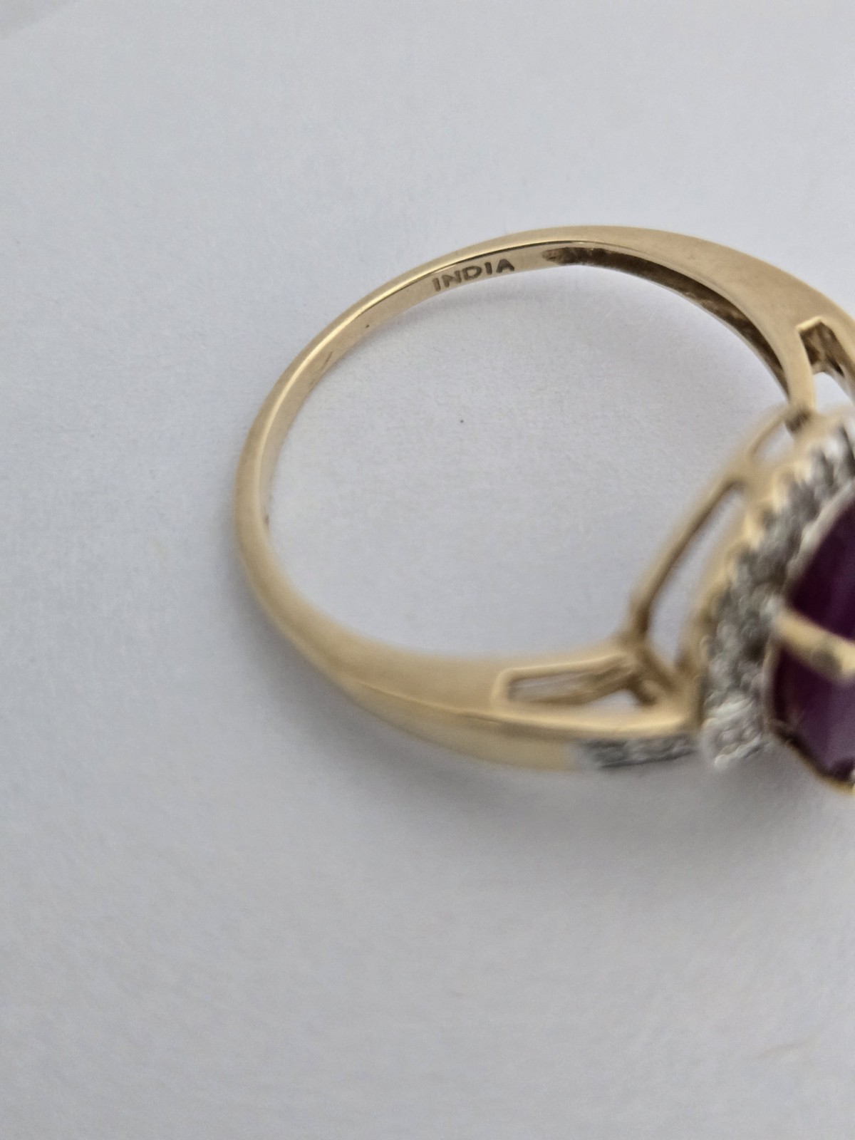 Ladies Solid 10K Yellow Gold  Ruby And Diamond Ri… - image 6