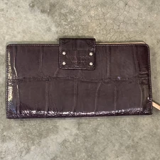 Kate Spade New York Wallet Clutch Eggplant Purple Crocodile Embossed Purse
