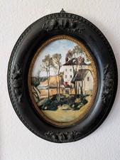 Bilderrahmen Rahmen Holz Oval geschnitzt Vintage Kastanie schwarz Wandrahmen