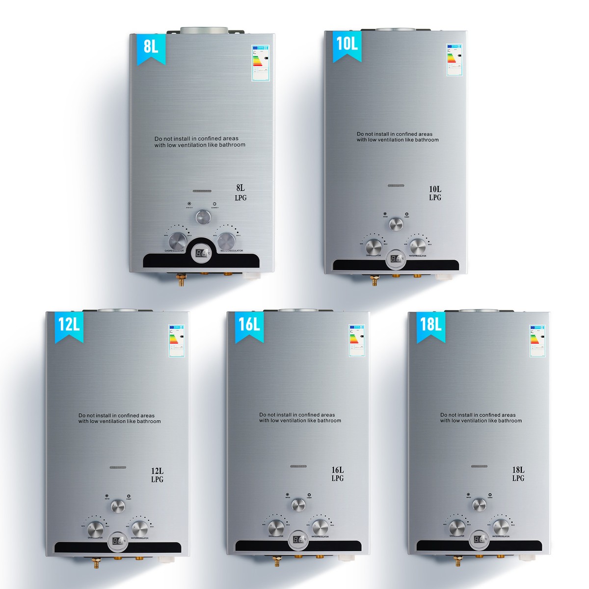 CO-Z 8/10/12/16/18L Gas Water Heater Tankless Gas Boiler LPG