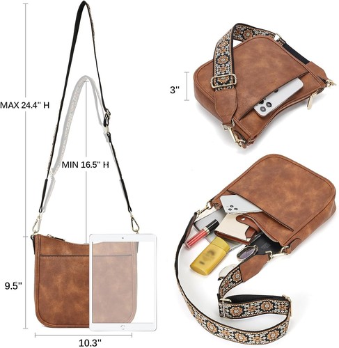 Stylish Crossbody Bag for Women - Vegan Leather Shoulder Handbag with Wide Strap - Picture 5 of 10