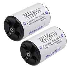 2 pcs AA to Size D Battery Adapters Converter Cases D-Adapter