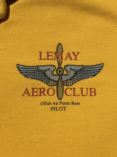 Military Air Force T Shirt Offutt Aero Club XL Yellow Taxi Checkered Polo Rare - Picture 6 of 6