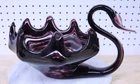 Nice Vintage Original Blown Glass Purple Swirl 12" Long Swan Candy Dish Bowl USA