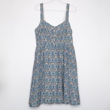 FatFace Womens Short Dress Size 18 Blue Paisley Floral Print Strap Peasantcore