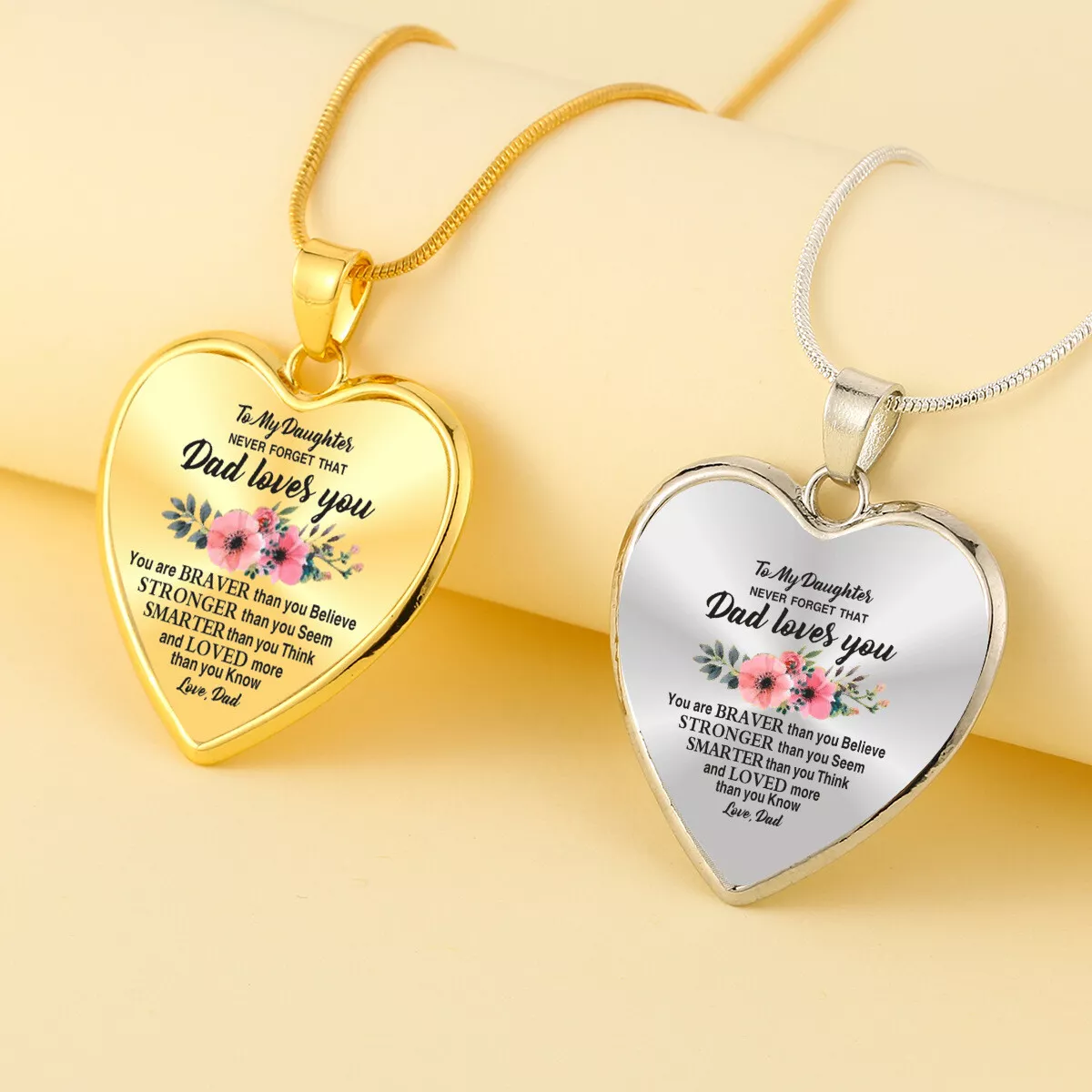 To My Daughter I Love you Necklace for Women Heart Pendant Fashion Jewelry