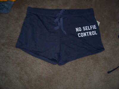 NWT Womens NO SELFIE CONTROL Gray Sleep Shorts  Medium Bobbie Brooks