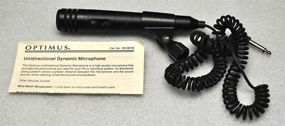 OPTIMUS UNIDIRECTIONAL DYNAMIC MICROPHONE 33-3018 IN CASE NICE CONDITION VINTAGE