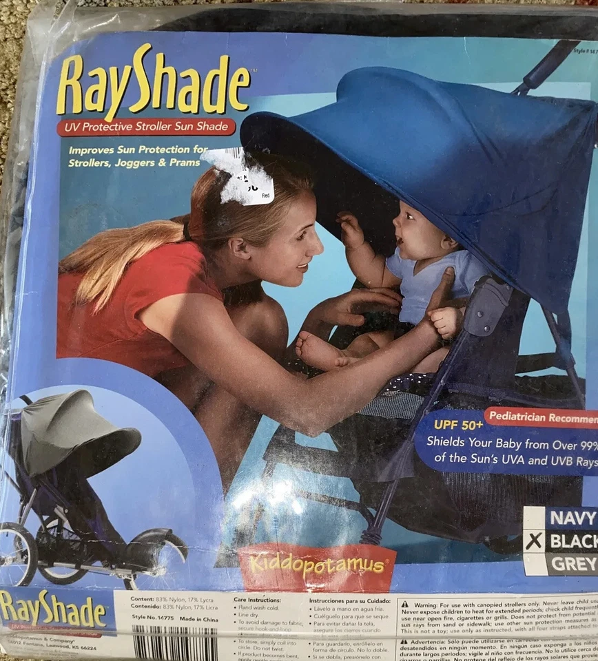 Cubierta protectora UV para cochecito Kiddopotamus Ray Shade, azul marino, UPF 50+nueva Foto 2 de 4