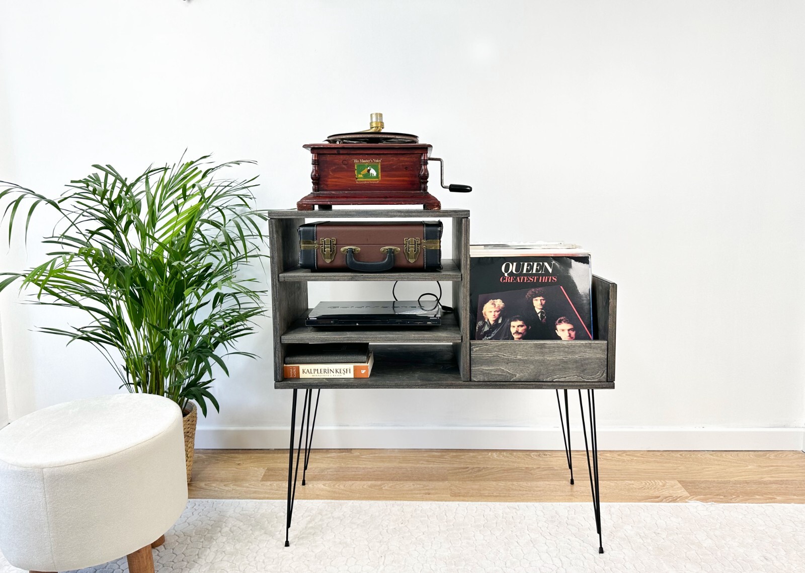 **HANDMADE**Wood Record Player Stand, Vinyl Console, Vinyl End table