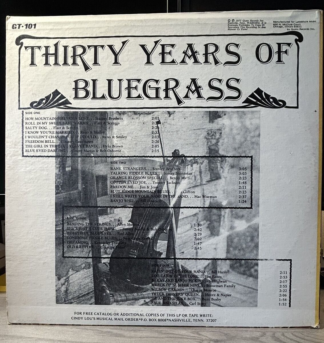 Vintage 30 Years Of Bluegrass 2xLP Set Vinyl Gusto Records Vintage 30 Years Of Bluegrass 2xLP Set Vinyl Gusto Records