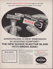 Vintage advertising print ad Schick Injector Eversharp Krona Blade razor 1961 ad