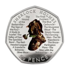 Sherlock Holmes 50p Coloured Decal Uncirculated