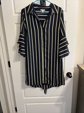 EST 1948 Women’s Dress With Belt Size M Navy & Yellow Stripes