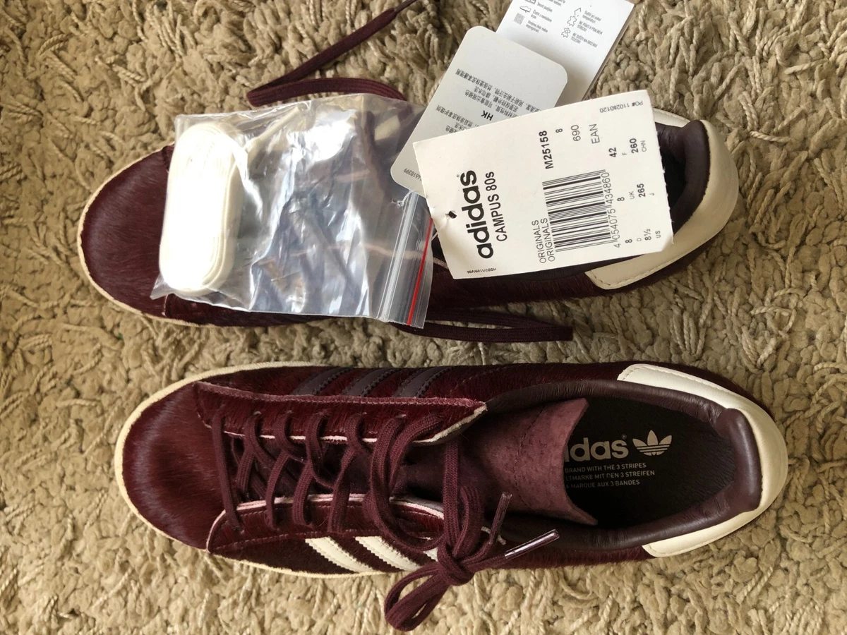 Adidas Campus 80s Pony Hair UK 8 Gazelle Burgundy VERY RARE BNIB