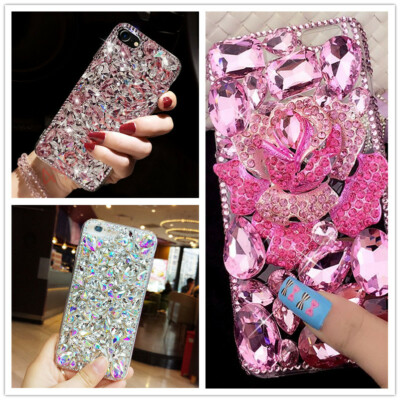 Rose Glitter Bling Diamonds Rhinestone Gem Crystal Phone Back Case For Phones