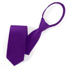 Pre Tied Adjustable Black Zipper Ties for Men 3.15" 8CM Mens Solid Purple