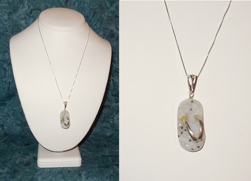 Crystal Flip Flop Pendant Necklace NEW Genuine Sterling Silver Box Chain 18" - 第 1/4 張圖片