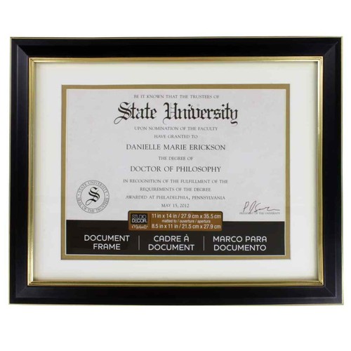 Marco de documentos negro y dorado de 8,5" x 11" con alfombrilla de Studio Décor®