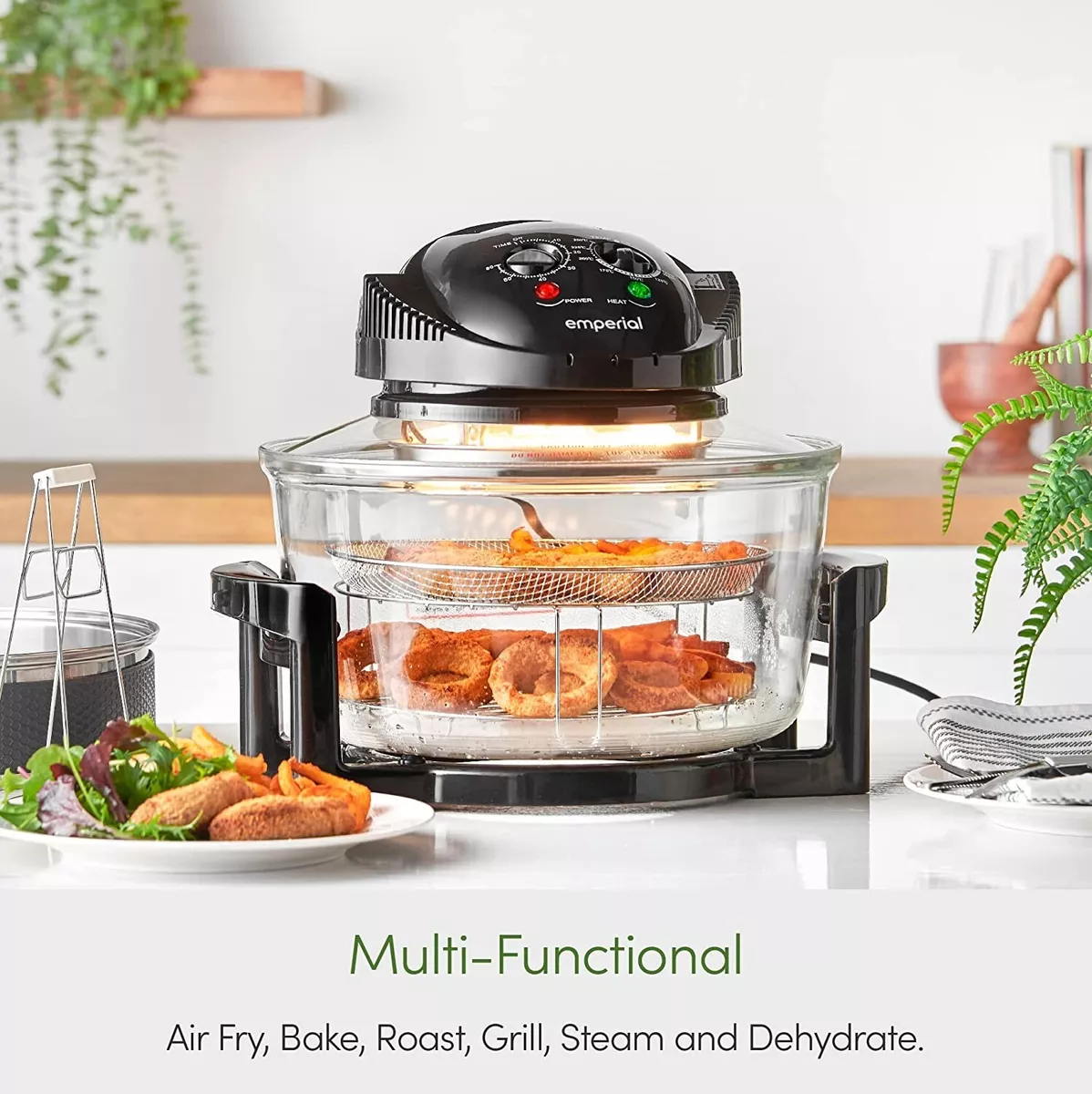 Emperial 17L Halogen Convection Oven Cooker Air Fryer with Extender Ring Black