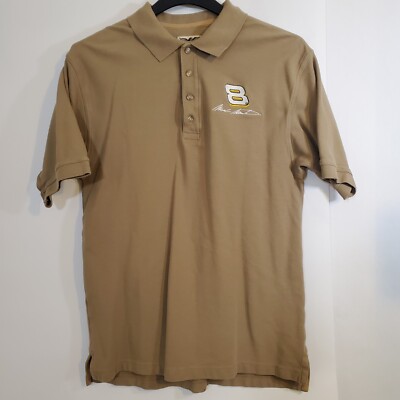 Eagle Dry Goods Tan Beige Mark Martin #8 NASCAR - M Racing Polo Button Shirt Top