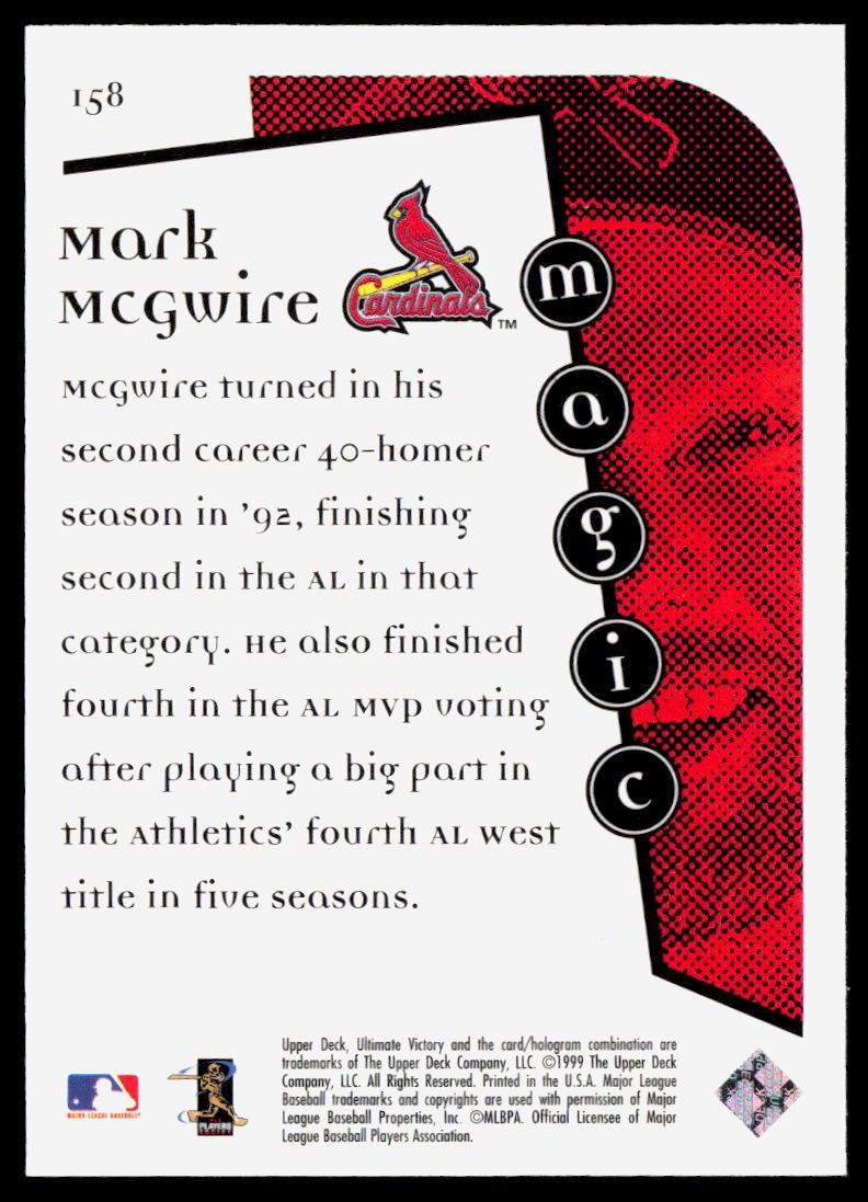 Mark McGwire 1999 Upper Deck Ultimate Victory #158 NMT | eBay