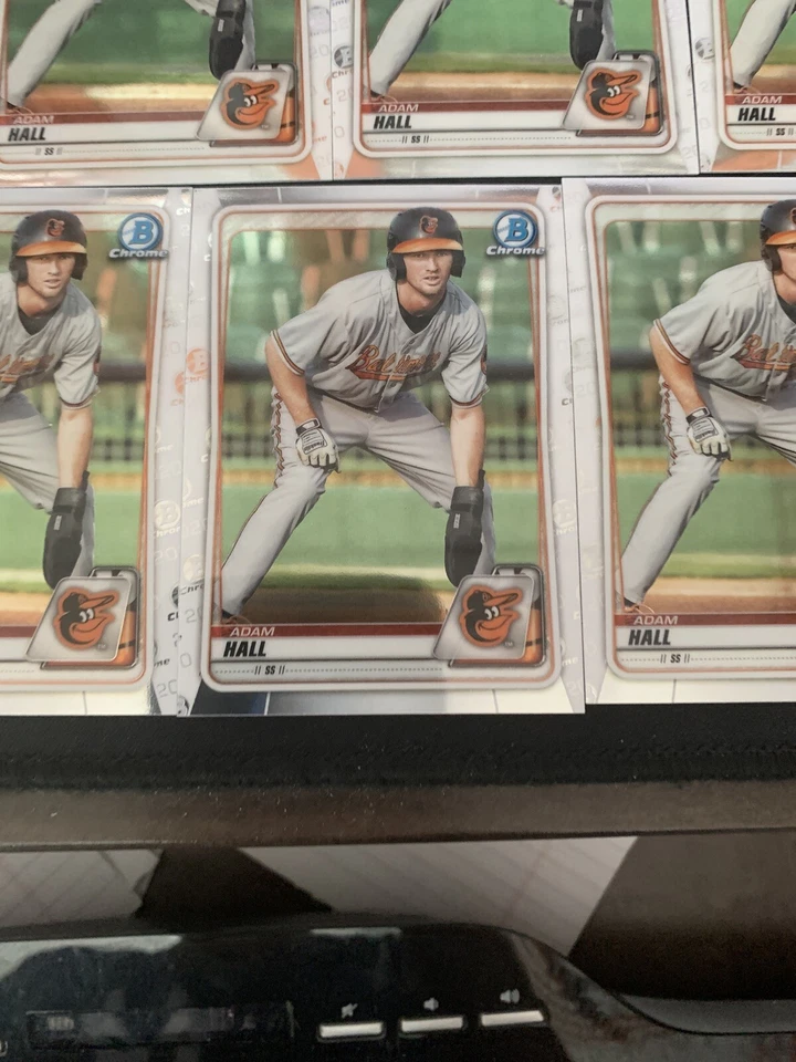 Lot Of (7) 2020 Bowman Chrome Adam Hall Baltimore Orioles Prospect BCP-90 - Image 2 of 2