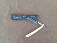 Halberd Straight Razor with Inlaid Scales in Original Box