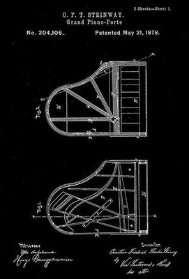 1878 - Grand Piano - Forte - C. F. T. Steinway - Patent Art Magnet
