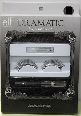 elf DRAMATIC 3PC COSTUME EYELASHES Cosmetics False Adult Women Diva Black Lash