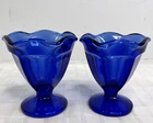 Cobalt Blue Parfait Sherbet Sundae Goblets Anchor Hocking Set of 2 Vintage