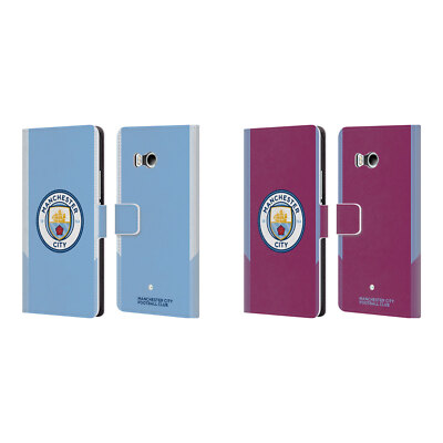 MAN CITY FC BADGE KIT 2017/18 LEATHER BOOK WALLET CASE FOR HTC PHONES 1