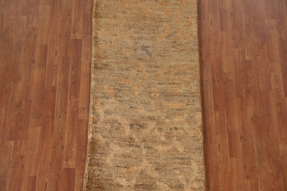Nature Print Moroccan Oriental Runner Rug 2' 7" x 6' 7" Hand-knotted Indian Rug - Image 3 of 4