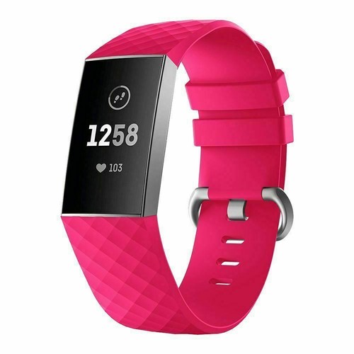 Fitbit Charge 3 4 Watch Soft Silicone Replacement Band Strap Diamond Texture AU - Picture 23 of 30