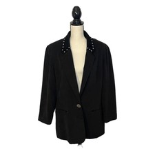 Saddle Ridge Vintage Western Long Shacket Jacket Black Rivets Women's Size Large