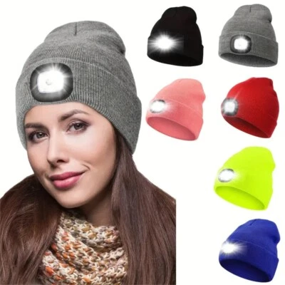 SPIONPROFI NEU Wintermütze warme Mütze Strickmütze mit LED Licht aufladbar USB Beanie Z172