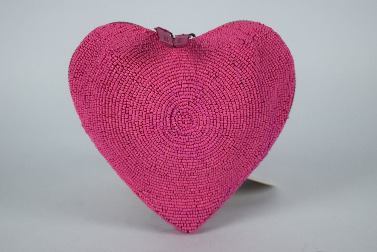 NWT STAUD Beaded Pink Blossom Heart Clutch Zipper Wristlet NWT STAUD Beaded Pink Blossom Heart Clutch Zipper Wristlet