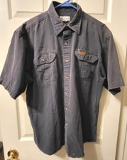 Carhartt Mens Shirt Large Blue Button Down Relaxed Fit Work Wear Pockets