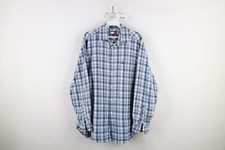 Vintage 90s Tommy Hilfiger Mens Medium Faded Flannel Collared Button Shirt Plaid