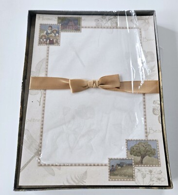 Vintage Stationery Set Style & Paper Country Look Old Fashioned House People 