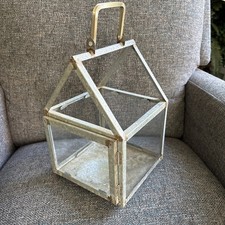 Hearth And Home Magnolia Galvanized Metal And Glass Lantern Wht Cab 